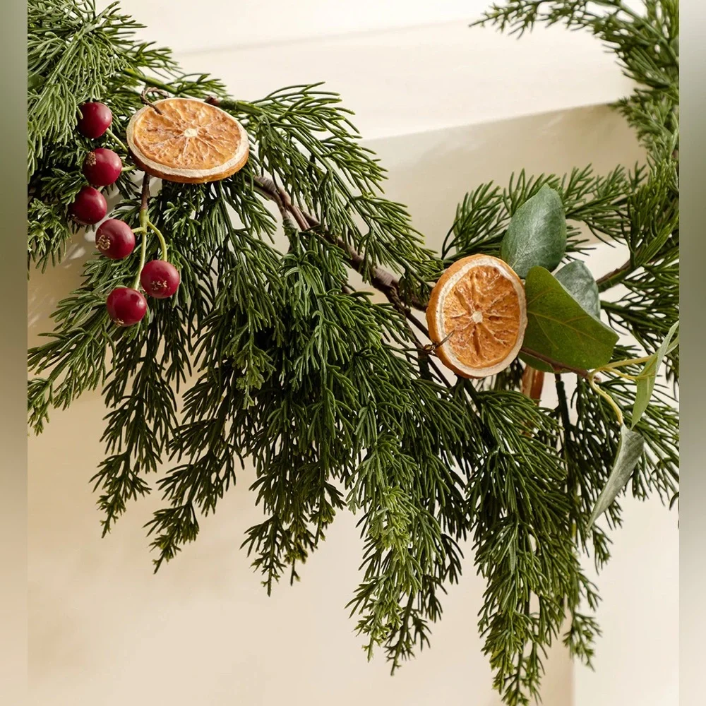McGee & Co. / 6' Orange & Eucalyptus Faux Garland / NIB